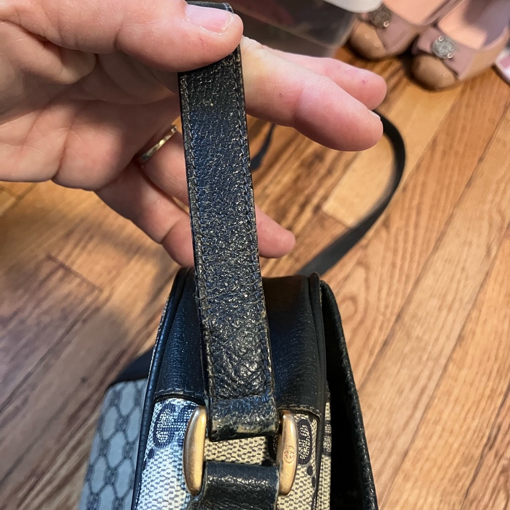Vintage Blue Gucci GG Monogram Ophidia School Messenger Bag One Owner Good Shape - Picture 14 of 16